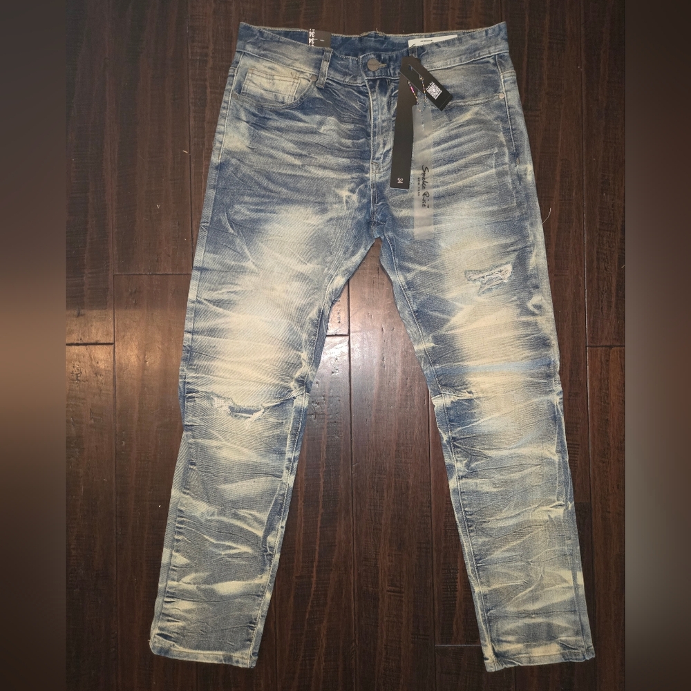 Smoke Rise Ny Men's Stylish Distressed Jeans in Light Blue